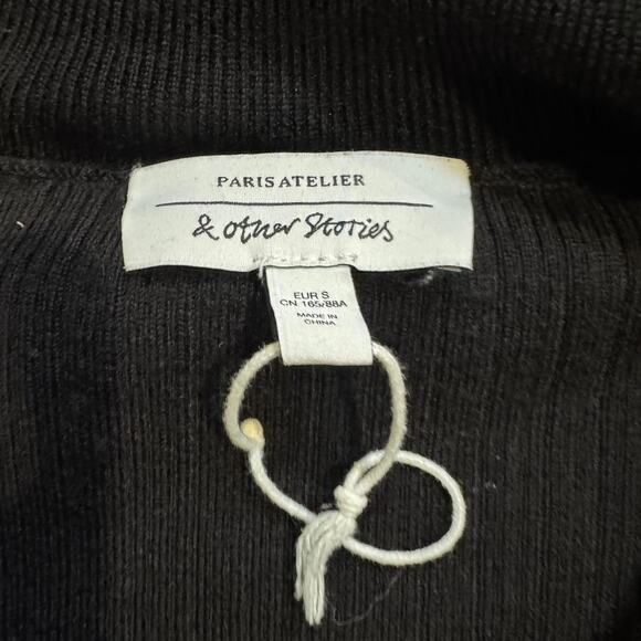 goth y2k black ribbed v-neck long sleeve w/collar womens size EUR small - Picture 5 of 8